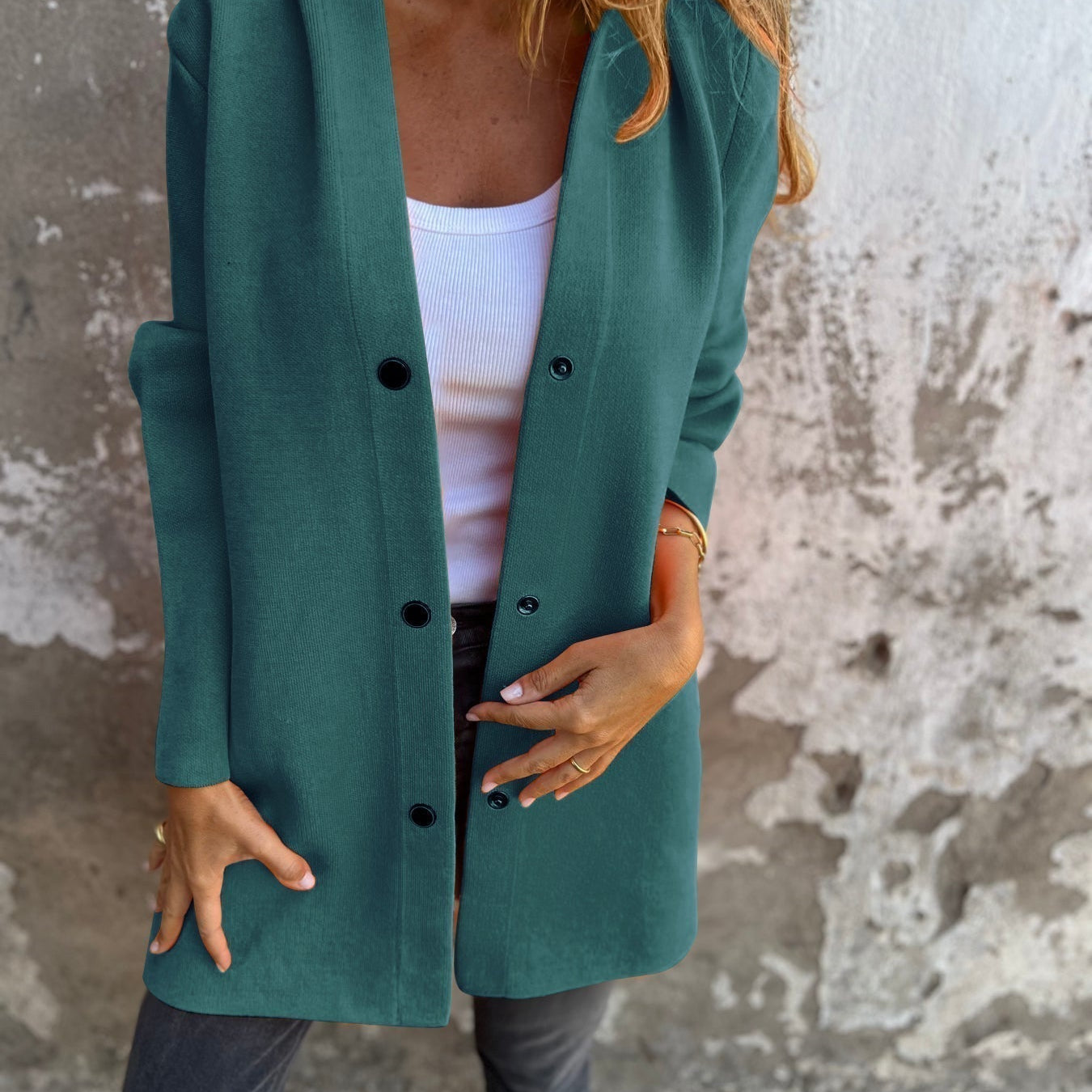 Lang Casual Cardigan Med Knapper Blød Komfort Stil