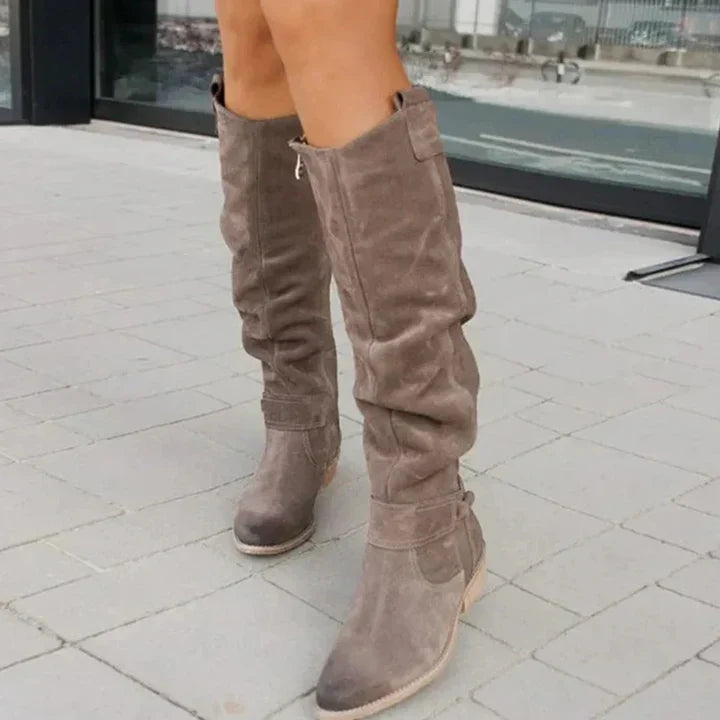 Bottes Hautes Plissées Élégantes Style Tendance