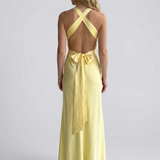 Robe Longue Satinée Dos Croisé Élégance Féminine