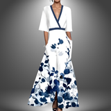 Robe Longue Femme Fleurie Cache-Cœur à Col V