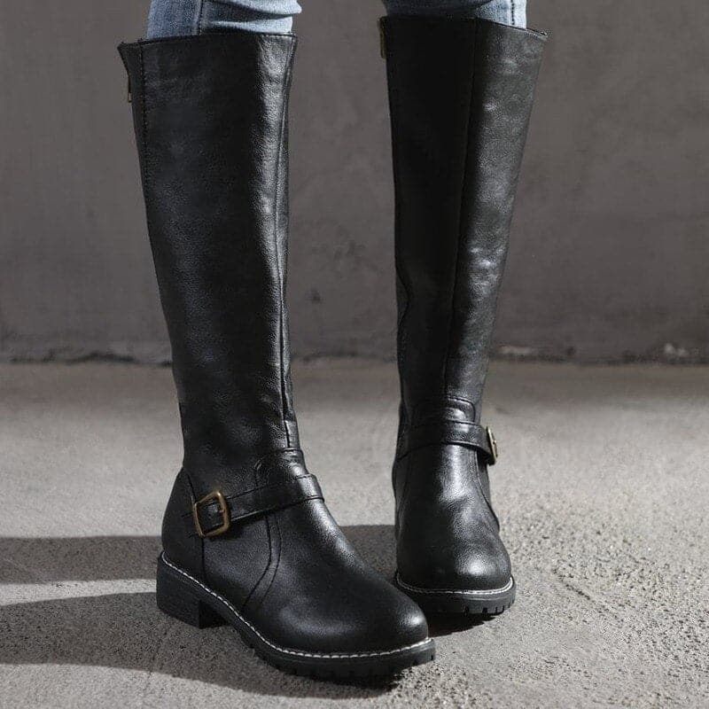 Zénaïde | Bottes Hautes Féminines à Talon Bloc & Bout Rond Élégant