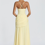 Robe Longue Drapée à Bretelles Fines