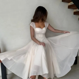Robe midi trapèze en tulle à décolleté cœur pour femme