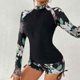 Ensemble de Bain Femme Manches Longues à Motif Floral