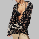 Cardigan Femme Motif Géométrique Oversize
