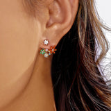 Boucles d'oreilles fleur femme double superposition