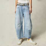 Pantalon Ample à Jambes Fuselées et Poches