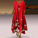 Robe Maxi Bohème Asymétrique Imprimé Floral Élégance
