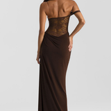Robe Longue Dentelle Bardot Élégance Sensuelle