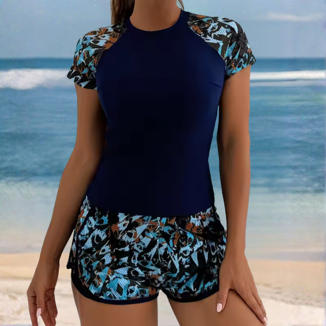 Ensemble de Bain Femme Manches Courtes et Short Imprimé
