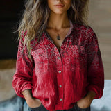 Chemisier Femme Imprimé Vintage – Blouse Élégante Boutonnée