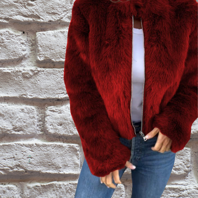 Veste d'automne femme à col haut zippée
