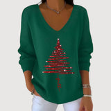 Pull à Col V avec Motif Sapin