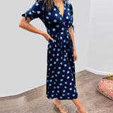 Robe Midi Femme Fleurie à Col V Boutonnée