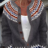 Cardigan Femme Motif Nordique – Gilet Boutonné Cosy