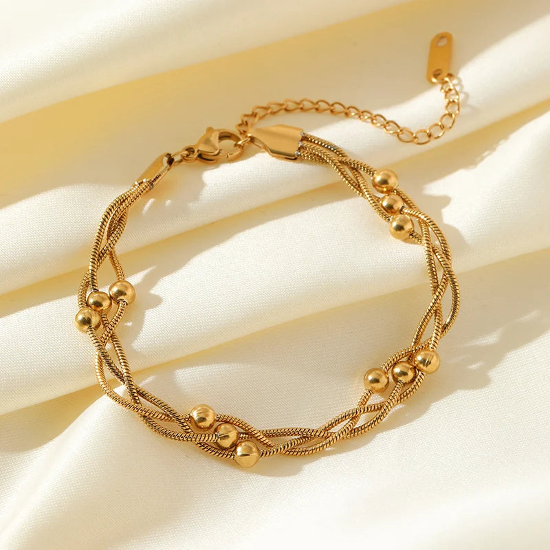 Bracelet femme tressé en acier inoxydable ajustable