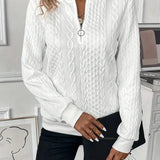 Pull Femme Zippé Col Rond Texturé