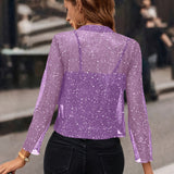 Cardigan court à sequins ouvert pour femme