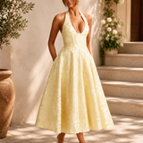 Robe Midi Évasée Bretelles Fines Dos Nu Élégance Romantique