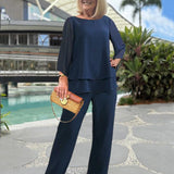 Ensemble Femme Haut Fluide et Pantalon Large Élégance Chic