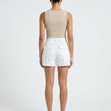 Short femme taille basse à jambe droite stretch