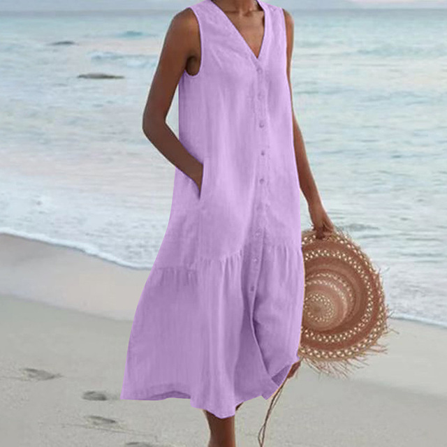 Robe Longue Sans Manches à Col V