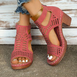 Sandales Découpées à Talon Style Bohème