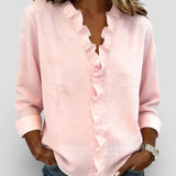 Chemise à Col V et Détails Volantés