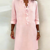 Robe Printemps En Coton Bleue Marine Femme