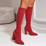 Bottes hautes chaussettes femme à talon bloc