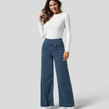 Jean large taille haute extensible silhouette élégante