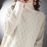 Pull Col Roulé Torsadé Oversize Automne Léger Camel Femme