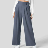 Pantalon Large à Plis et Taille Haute