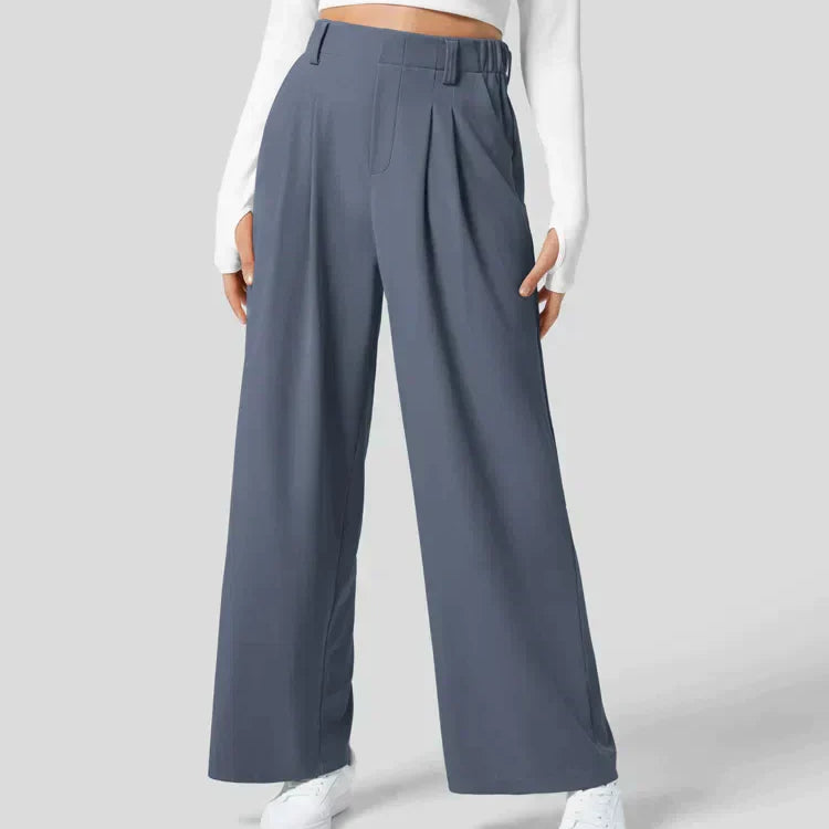 Pantalon Large Taille Haute Fluide Confort Moderne