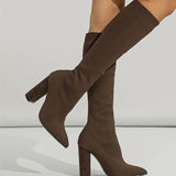 Bottes hautes chaussettes femme à talon bloc