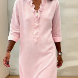Robe Printemps En Coton Bleue Marine Femme