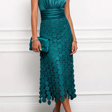 Robe Mi-Longue Cérémonie Bleue Marine Femme