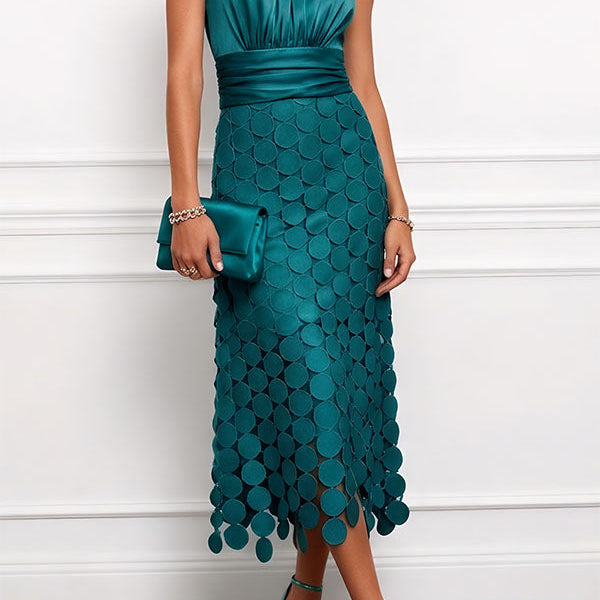 Robe Mi-Longue Cérémonie Bleue Marine Femme
