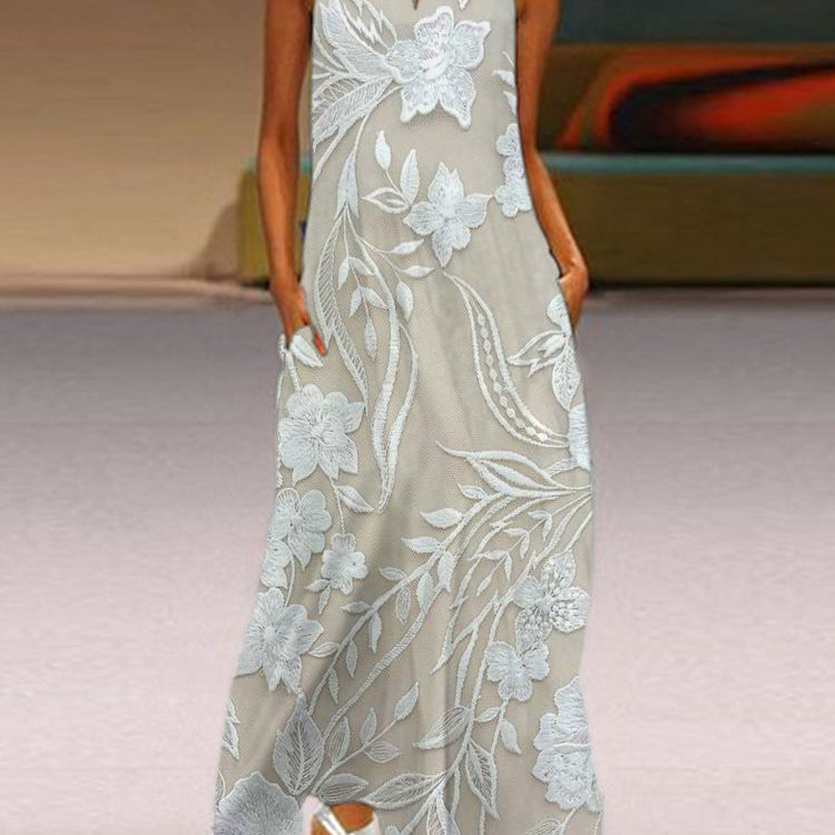 Robe Sans Manches Élégante Blanche Femme