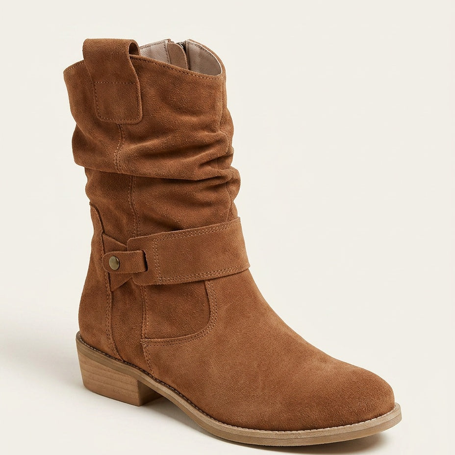 Bottines western femme souples effet daim