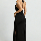 Robe Longue Dos Nu Halter Drapée Glamour