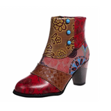 Bottines Patchwork Artistique Talon Confort Style Unique