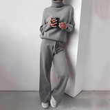 Ensemble Femme Pull Col Roulé et Pantalon Jogging Confort