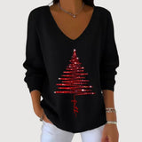 Pull à Col V avec Motif Sapin