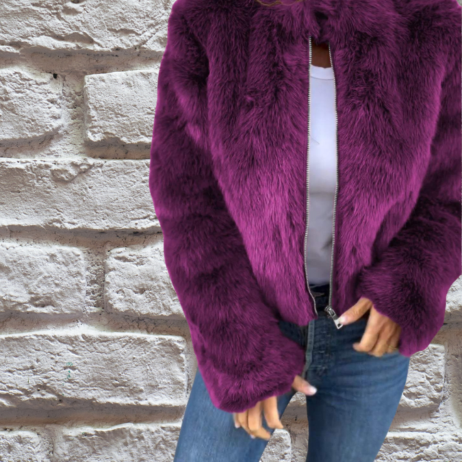 Veste d'automne femme à col haut zippée