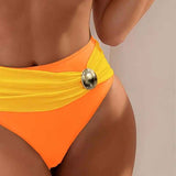 Bikini Femme Bandeau avec Taille Haute Drapée