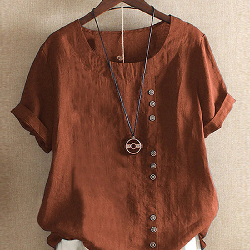 Blouse Lin Femme Boutonnée – Haut Été Léger et Élégant