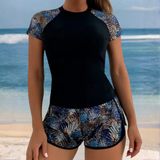 Ensemble de Bain Femme Manches Courtes et Short Imprimé