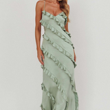 Robe Longue Volants Cascade Élégance Romantique
