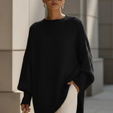 Pull femme oversize col rond manches longues